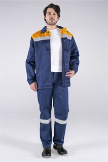 Костюм Стандарт СОП (тк.Смесовая,210) брюки, т.синий/оранжевый - фото 36173
