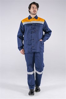 Костюм Стандарт СОП (тк.Смесовая,210) брюки, т.синий/оранжевый - фото 36175