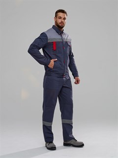 Костюм Флагман-Фаворит-1 СОП UZ (тк.Саржа,250) брюки, т.серый/св.серый