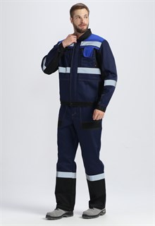 Костюм Виват-1 Премиум UZ (тк.Смесовая,240) брюки, т.синий/черный/васильковый