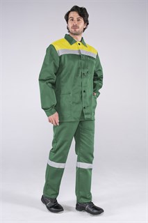 Костюм Стандарт СОП усиленный (тк.Смесовая,210) брюки, зеленый/желтый - фото 36321