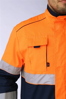 Костюм дорожник Сигнал-1 (тк.Балтекс,210) брюки, оранжевый/т.синий - фото 36396