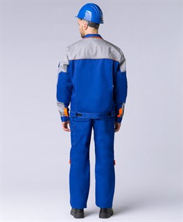 Костюм Союз-Профессионал-1 (тк.Балтекс,240) брюки, васильковый/св.серый/оранжевый - фото 36457
