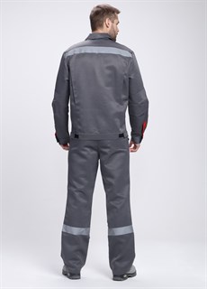 Костюм Фаворит-1 СОП усиленный UZ (тк.Смесовая,210) брюки, т.серый/серый/красный - фото 36545