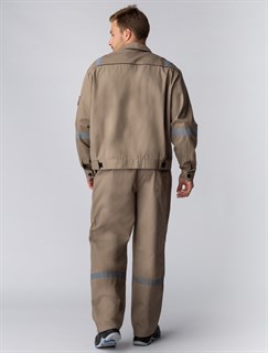 Костюм Респект (тк.Саржа,250) брюки, бежевый/коричневый - фото 36615