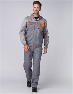 Костюм Союз-Профессионал-1 (тк.Балтекс,240) брюки, серый/св.серый/оранжевый - фото 36773
