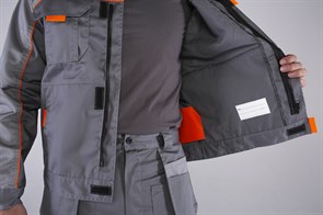 Костюм Союз-Профессионал-1 (тк.Балтекс,240) брюки, серый/св.серый/оранжевый - фото 36774