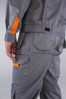 Костюм Союз-Профессионал-1 (тк.Балтекс,240) брюки, серый/св.серый/оранжевый - фото 36775