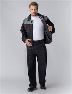 Костюм Флагман-Фаворит-1 (тк.Саржа,250) брюки, т.серый/серый - фото 36794
