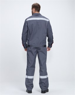 Костюм Фаворит-1 Премиум СОП UZ (тк.Смесовая,240) брюки, т.серый/серый/красный - фото 36808