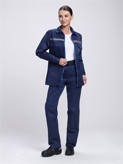 Костюм женский Леон (тк.Смесовая,210) брюки, т.синий/васильковый - фото 37041