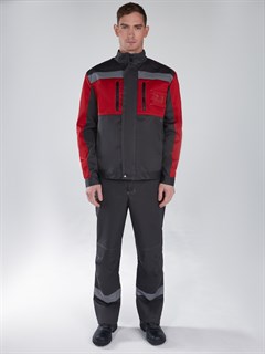 Костюм Нембус-1 СОП (тк.Смесовая,220) брюки, т.серый/красный - фото 37049