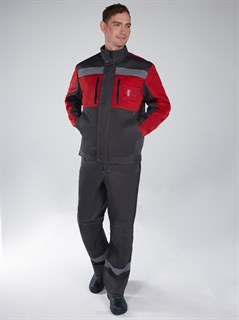 Костюм Нембус-1 СОП (тк.Смесовая,220) брюки, т.серый/красный - фото 37054