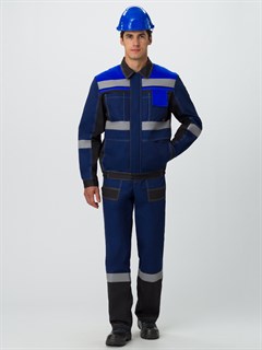 Костюм Виват-1 Премиум (тк.Смесовая,240) брюки, т.синий/черный/васильковый - фото 37079