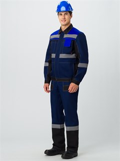 Костюм Виват-1 Премиум (тк.Смесовая,240) брюки, т.синий/черный/васильковый - фото 37081
