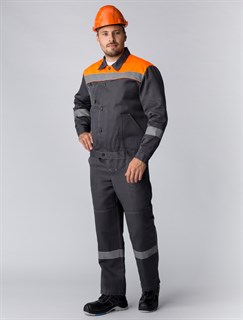 Костюм Легион-1 СОП (тк.Смесовая,210) брюки, т.серый/оранжевый - фото 37089