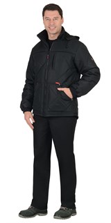 Куртка СИРИУС-ПРАГА-Люкс удлиненная с капюшоном, черный - фото 39059