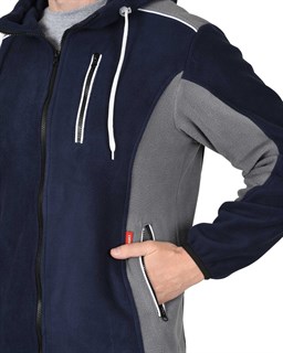 Куртка флисовая СИРИУС-ТЕХНО с капюшоном т.синияя с серым - фото 39134
