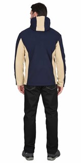 Куртка флисовая СИРИУС-ТЕХНО (флис дублированный) т.синяя с бежевым - фото 39148