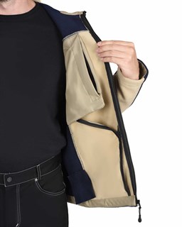 Куртка флисовая СИРИУС-ТЕХНО (флис дублированный) т.синяя с бежевым - фото 39151