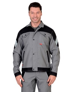 Куртка СИРИУС-ПЕКИН серый с черным пл. 275 г/кв.м - фото 39472