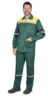 Костюм СИРИУС-МЕХАНИК куртка, брюки зелёный с жёлтым и СОП - фото 40055