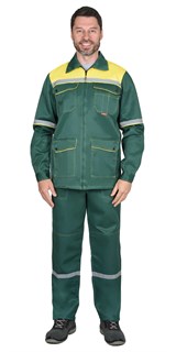 Костюм СИРИУС-МЕХАНИК куртка, брюки зелёный с жёлтым и СОП - фото 40056