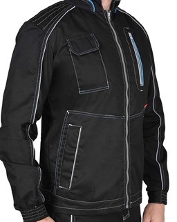 Куртка СИРИУС-АЛЕКС летняя мужская черная с голубой отделкой - фото 40111