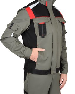 Куртка СИРИУС-СТАН оливковая с черным и красным - фото 40143