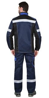 Костюм СИРИУС-ПОЛИНОМ куртка и брюки, синий с черным и васильковым, СОП - фото 40428