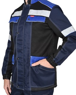 Костюм СИРИУС-ПОЛИНОМ куртка и брюки, синий с черным и васильковым, СОП - фото 40432