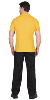 Рубашка-поло желтая короткие рукава с манжетом, пл.180 г/м2 - фото 40689