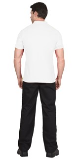 Рубашка-поло белая короткие рукава с манжетом, пл.180 г/м2 - фото 40690