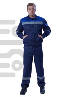 Костюм "Легион+", (куртка, п/к), тк. грета, темно-синий с васильком