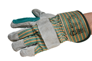 Перчатки спилковые комбинированные с усилением зеленые